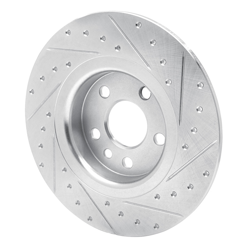 Jaguar E-Pace Brake Rotor (1) - Rear Left - R1 Concepts - Drilled & Slotted - Silver - `15-`20